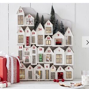 Rare/Hard to find: Pottery Barn Glitter Holiday Village Advent Calendar.